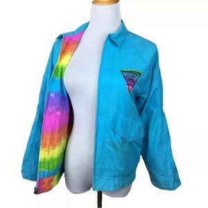 Vintage 90s rainbow blue reversible jacket zip up
